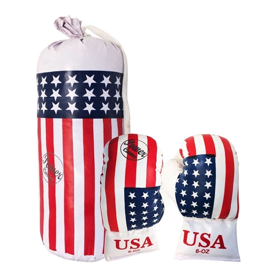 Picture of Boxing Gift Set For Kids American Theme Boxing Gloves & Punching Bag Martial Arts MMA