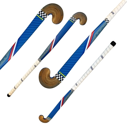Picture of Field Hockey Stick Blue Outdoor Wood by F HS Extra Low Bow Maxi Shape Color Blue