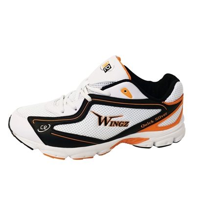 Picture of Wingz Quick Silver Rubber Sole Cricket Sports Shoes Color Orange Black White By CE
