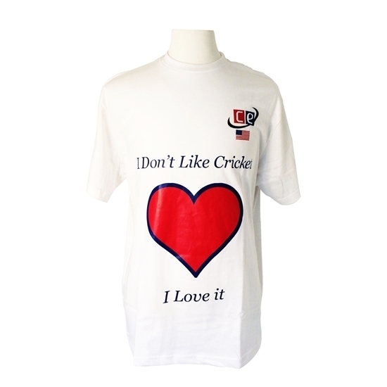 Picture of White Cricket Fan T-Shirt for Men - I Don't Like Cricket, I Love it By CE