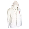 Picture of White Fleece Hoodie for Men - Sweatshirt with Silver Zipper USA Flag & CE Logo