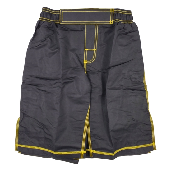 Picture of MMA Shorts Mixed Martial Arts Plain Black With Gold Stitching