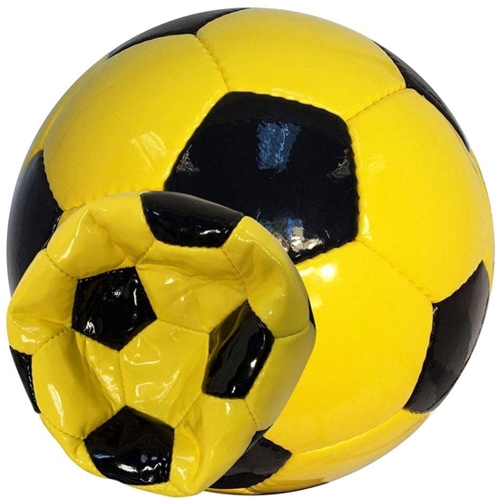 Picture of Bulk Deflated Gold Yellow Black Classic Traditional Soccer Balls Based On Volume Old School Balls