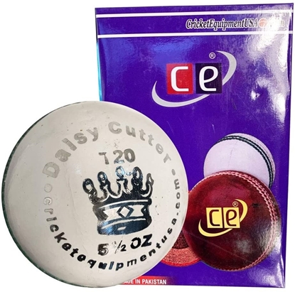 Picture of Cricket Ball T20 Daisy Cutter White Leather for T20 Cricket Matches, Tournaments and Practice Six Pack