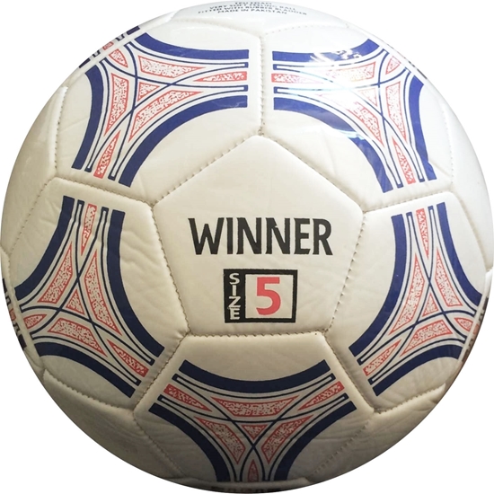 Picture of Winner Soccer Ball - Club Level - 3.5 mm TPU Foam Shine - White with Blue and Red Lines