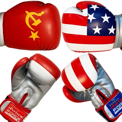 Picture of Training Boxing Gloves Men Women for Mixed Martial Arts American Flag & Russian  Flag Boxing Gloves