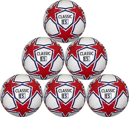 Picture of Classic Soccer Ball six pack White Red and Blue 32 Panel , Size 5 -