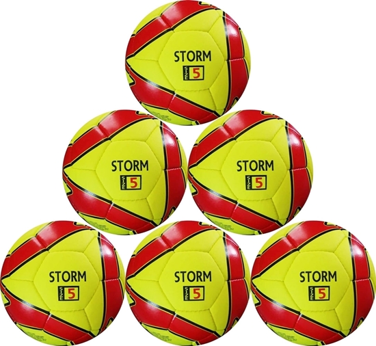 Picture of Storm Match Soccer Ball  Six Pack - Hand Stitched - PU  Size 5 - Yellow Red Bulk Soccer Balls, Discounted Soccer Balls, Soccer Balls Clearance, Soccer Balls by Dozens,
