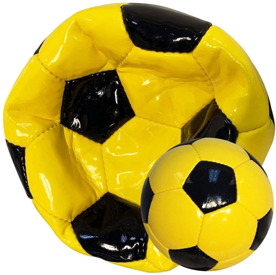 Picture of Bulk Deflated Gold Yellow Black Classic Traditional Soccer Balls Based On Volume Old School Balls