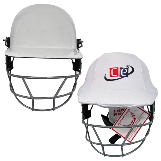 Picture of CE Cricket Helmet with Multicolor Covers Range for Head & Face Protection Adjustable Size (White)