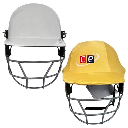 Picture of CE Cricket Helmet with Multicolor Covers Range for Head & Face Protection Adjustable Size (Golden)