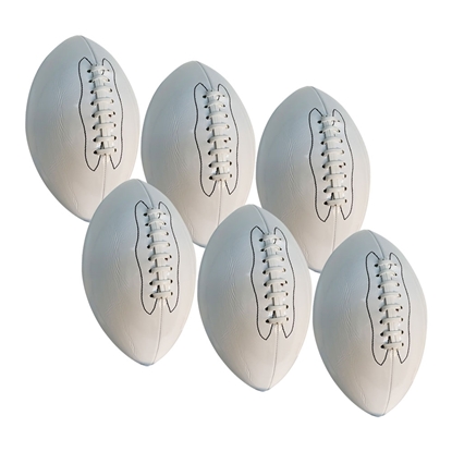 Picture of White Football Ball Plain Smooth Glossy Finish for Autographs Signing Leisure Play Size 9 Six Pack